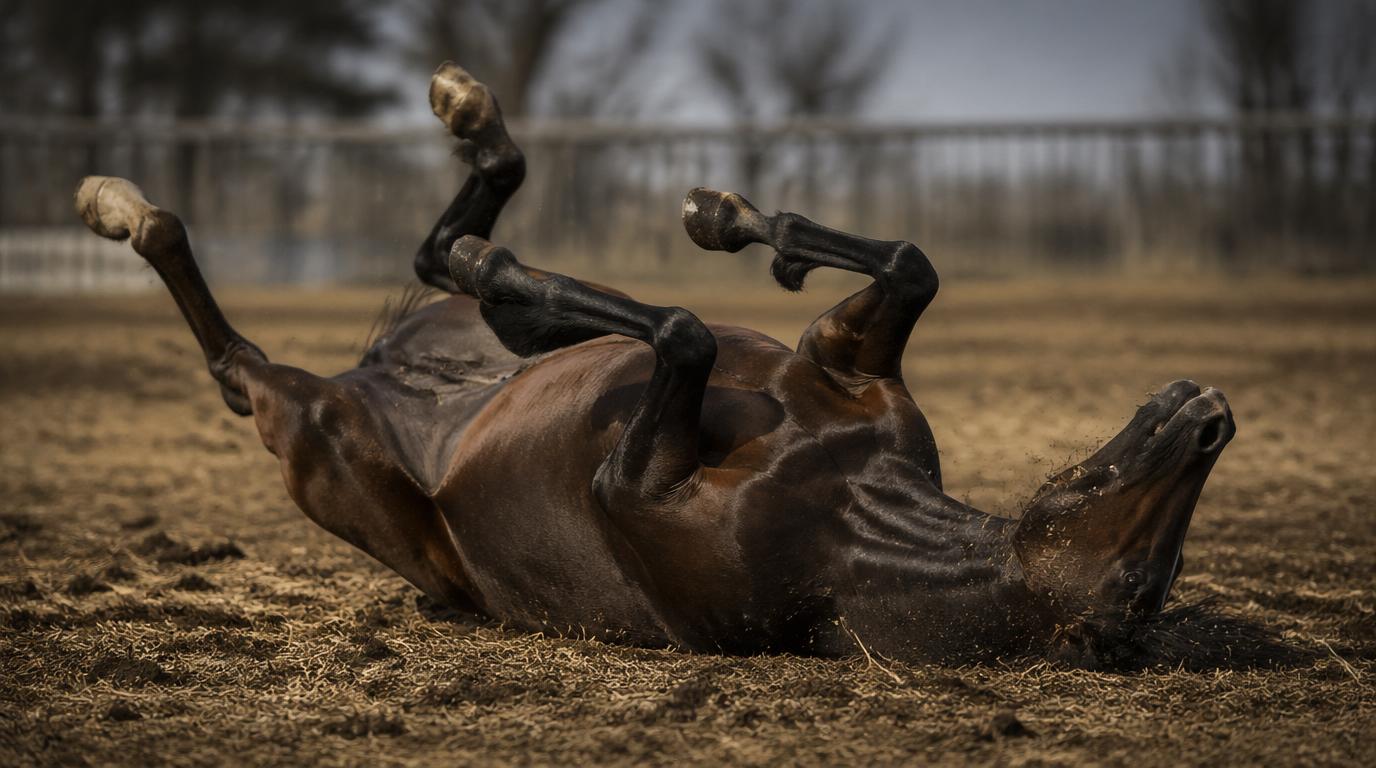 Cheval qui se roule au sol : signe possible de coliques