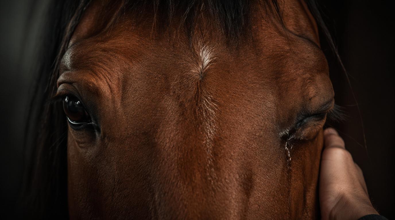 Cheval avec un oeil ferme : urgence ophtalmologique
