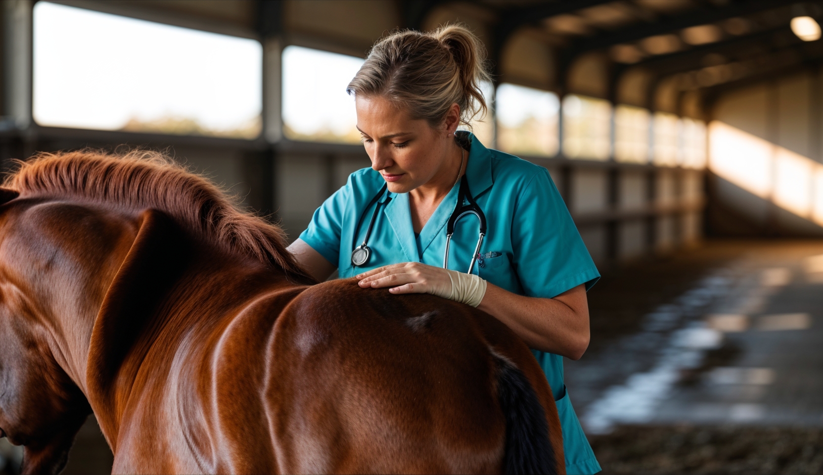 Diagnostic colique cheval : palpation abdominale par le veterinaire