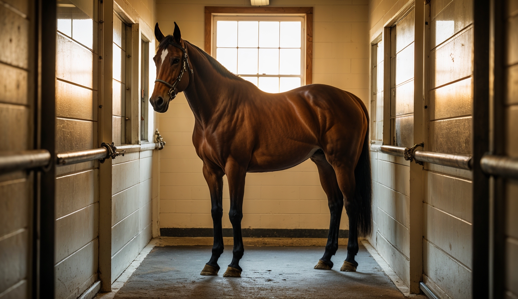 Cheval bai dans un box : guide complet des coliques
