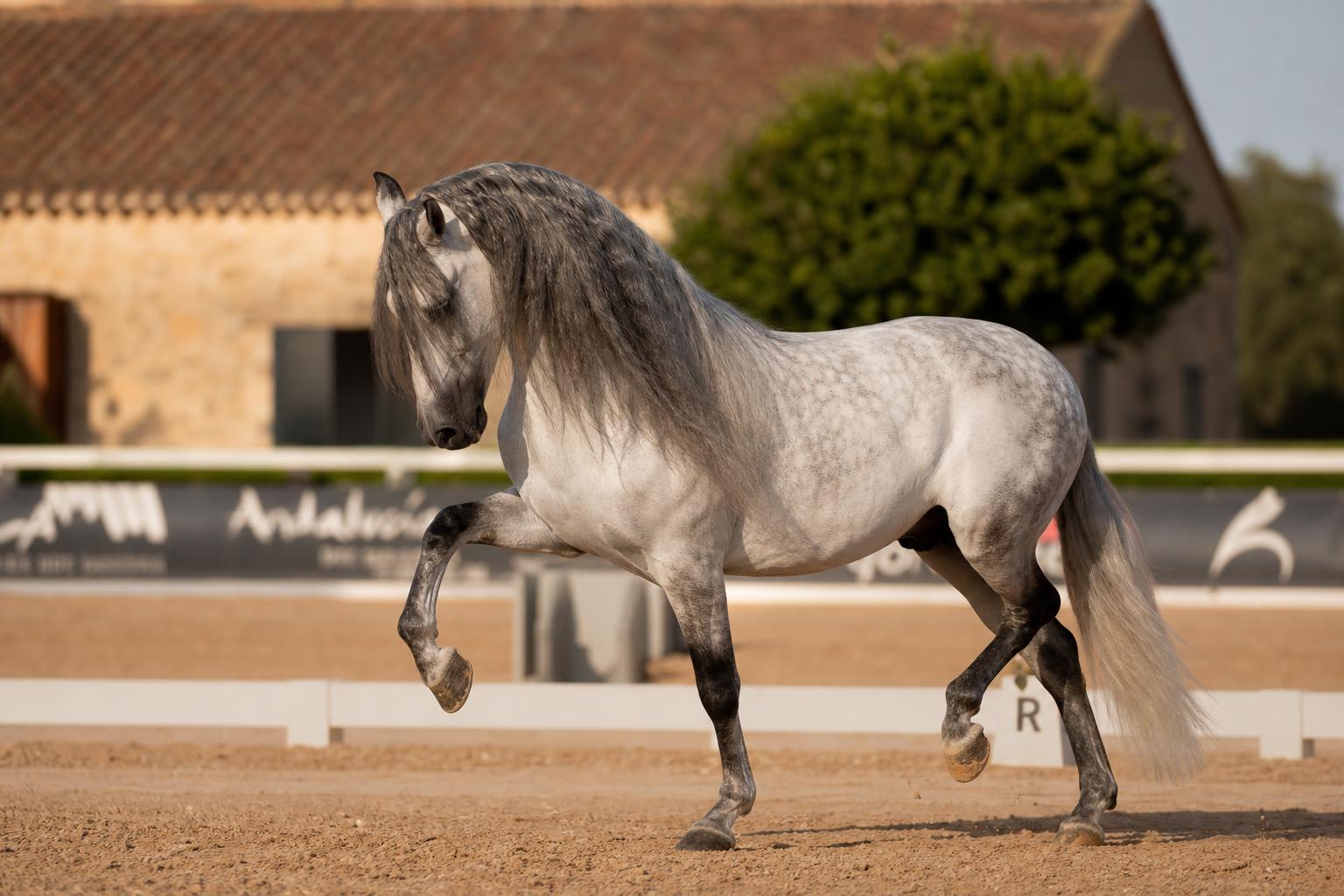 Andalou au trot rassemblé