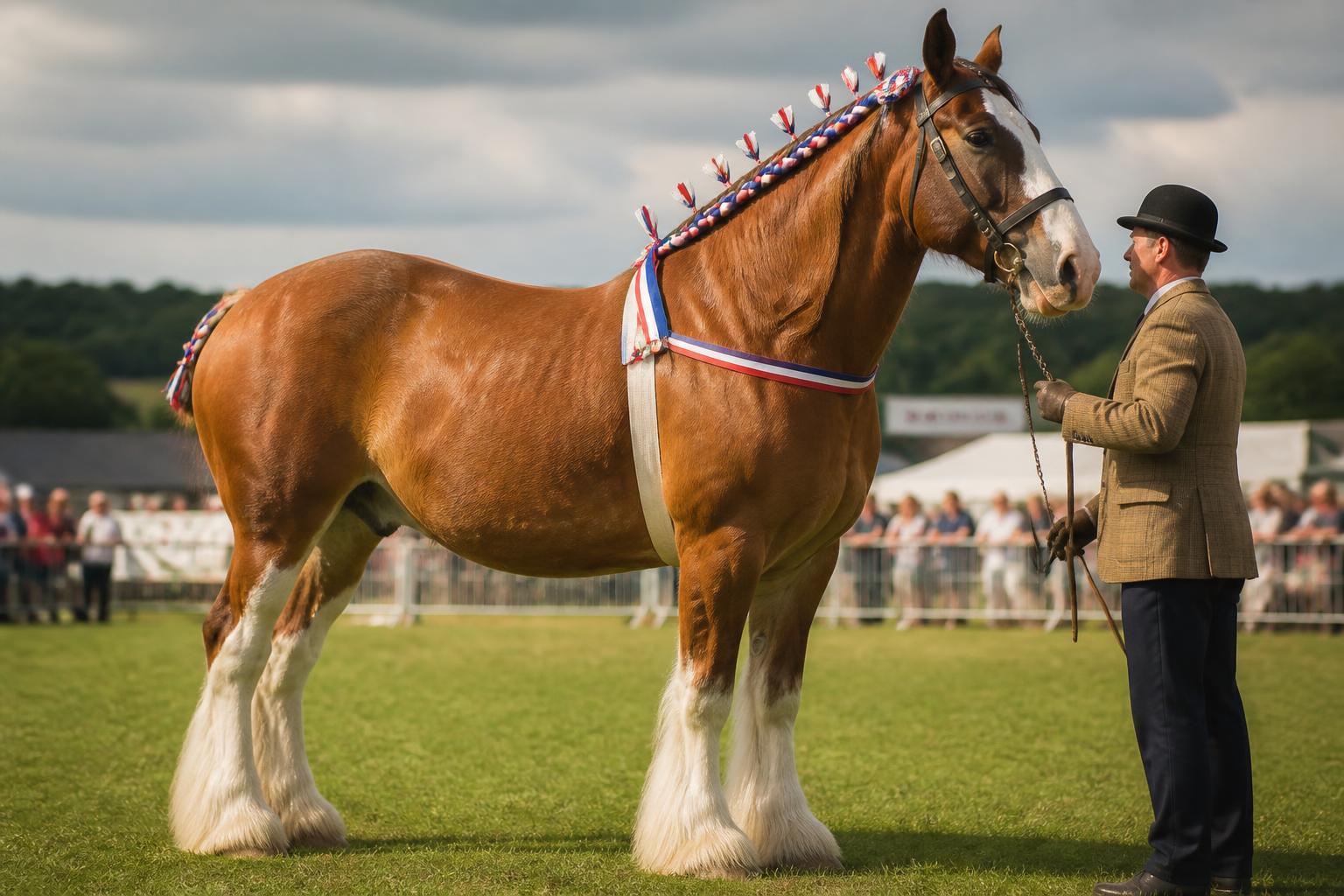 Groomed draft horse presented at an agricultural show