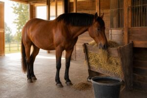 L&rsquo;alimentation du cheval : foin, granules, eau