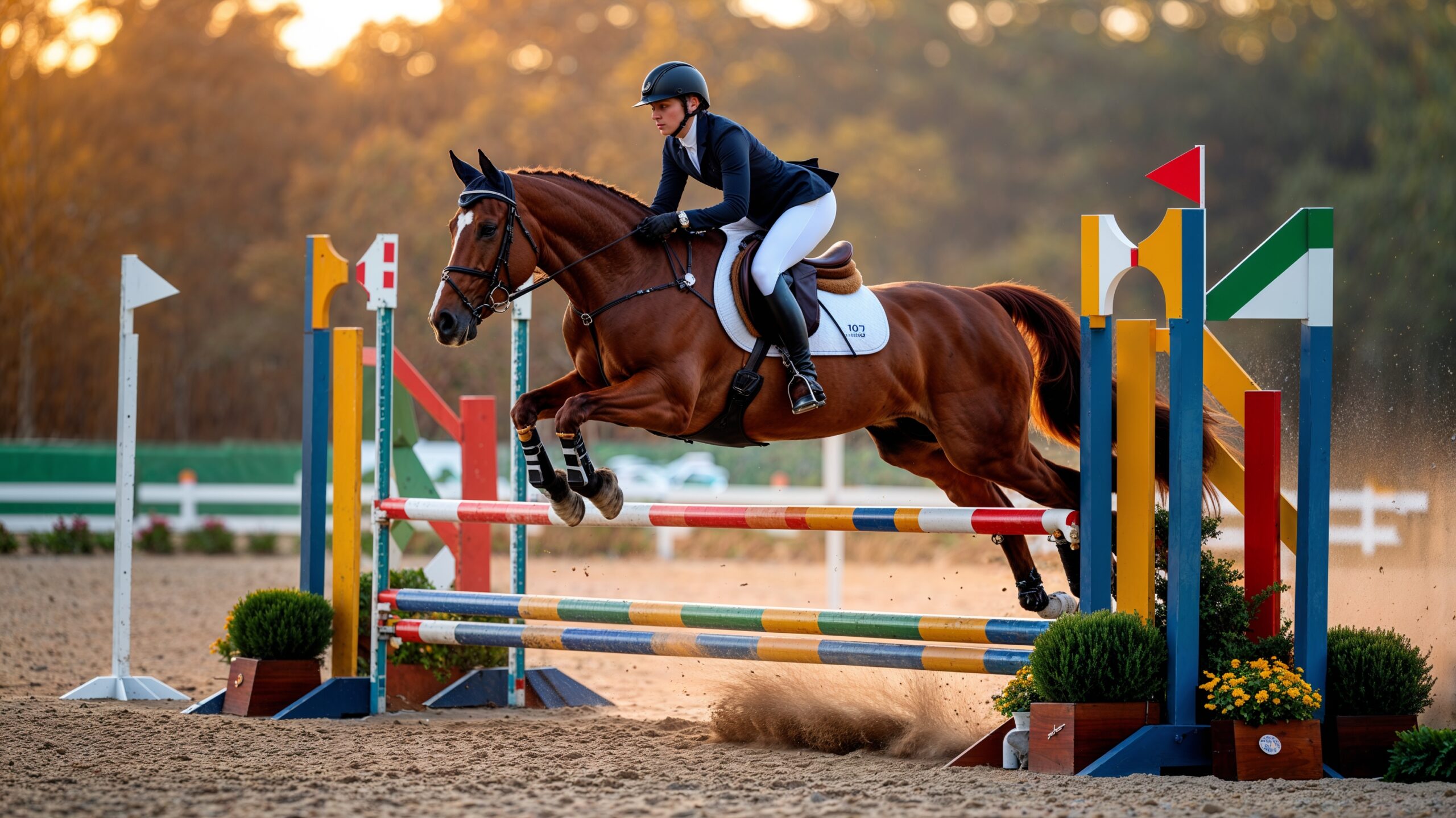 Cheval de sport CSO en pleine action - Societe Hippique Francaise SHF