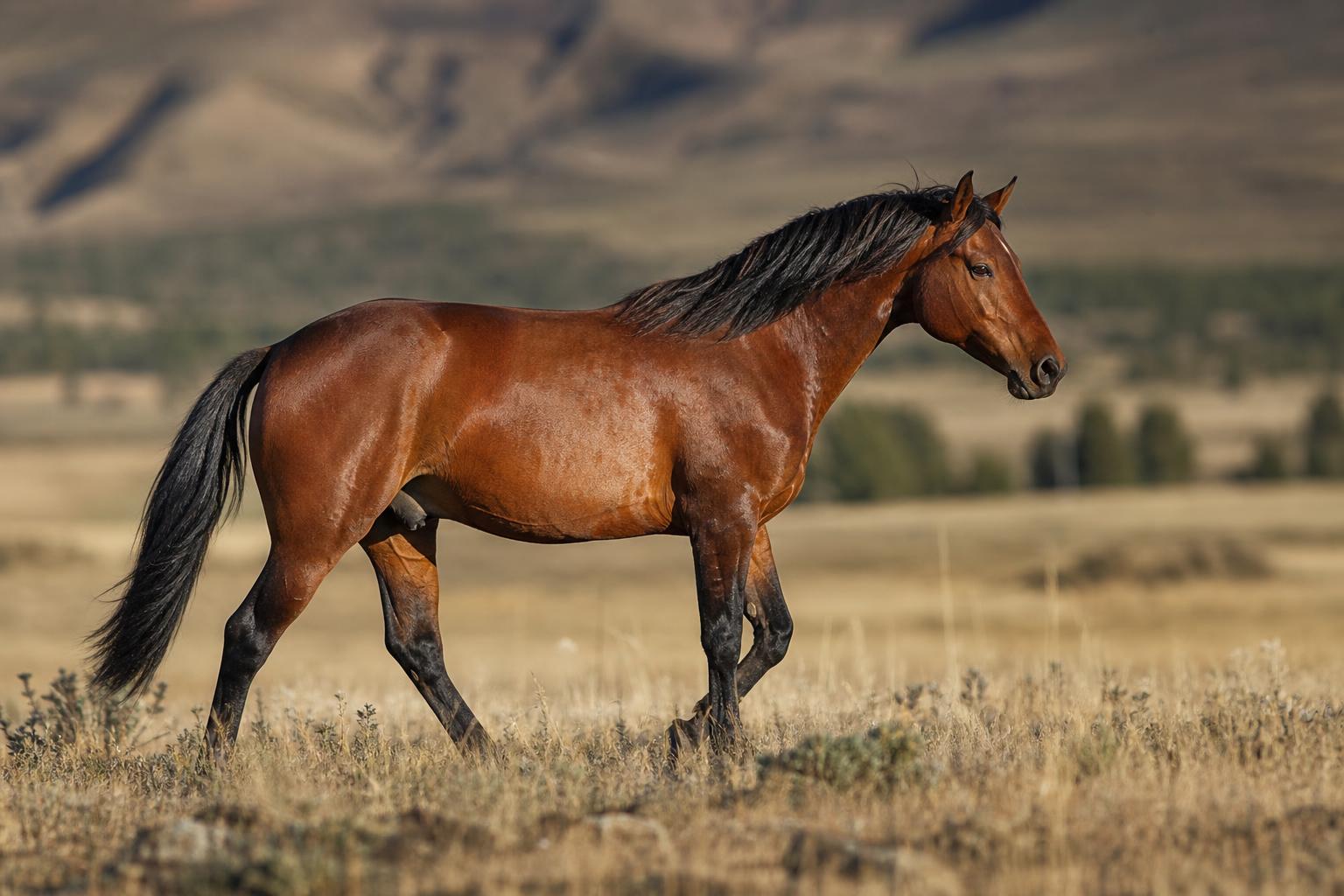Profil d'un Mustang bai