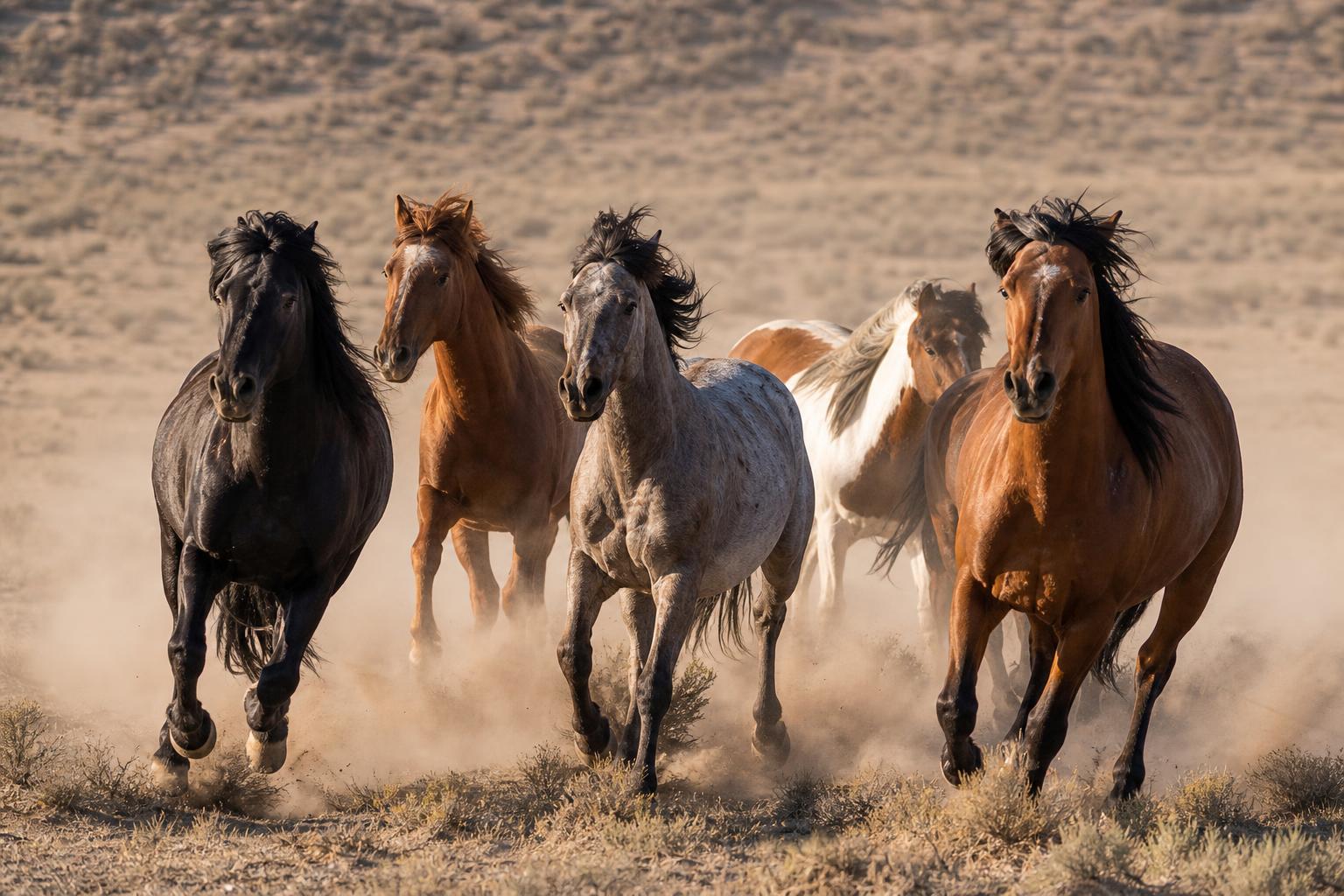 Troupeau de Mustangs sauvages