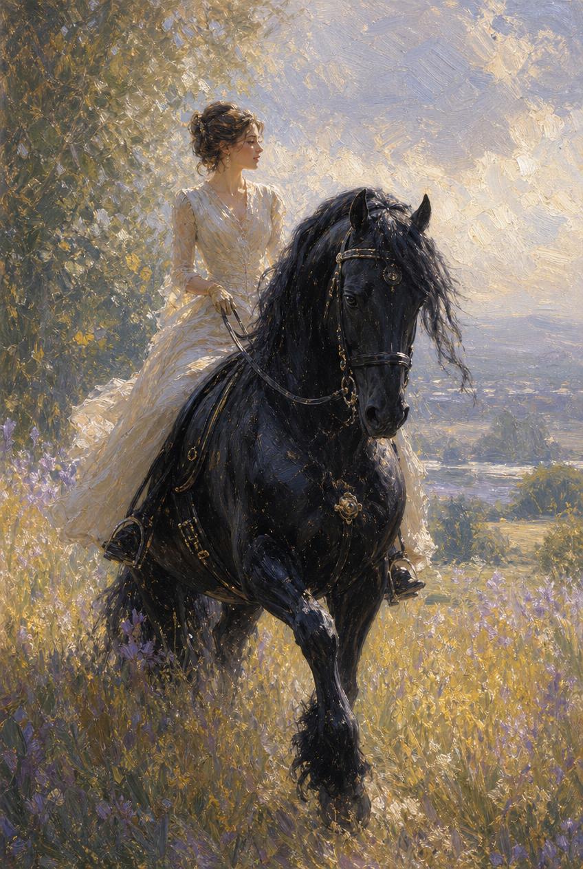 Cheval dans le style Impressionniste, série Equirider