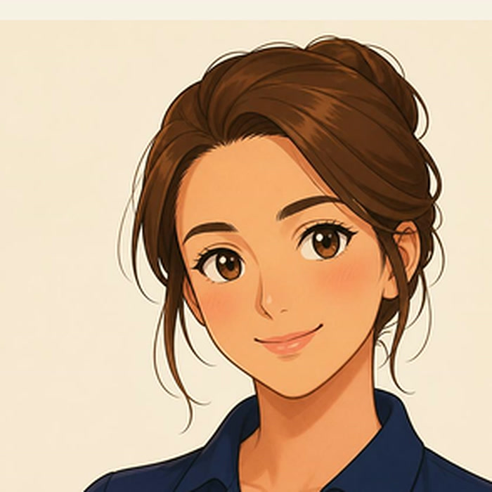 Portrait illustré de Caroline, agent IA