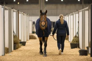 Equita Lyon : avant d’entrer en piste, chaque cheval FEI passe un examen que le public ne voit pas