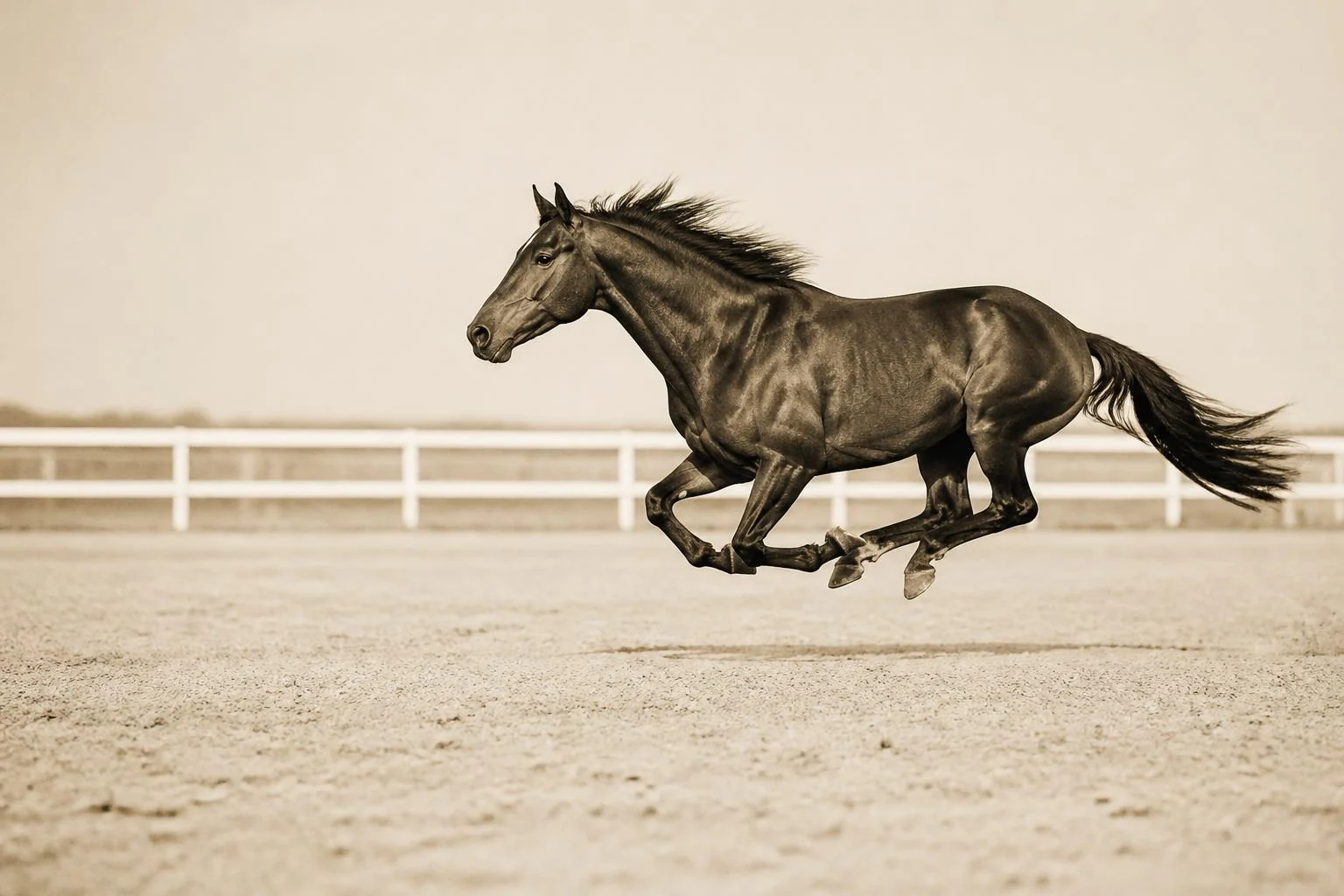 Historical photograph of Sallie Gardner galloping, showing all four hooves off the ground