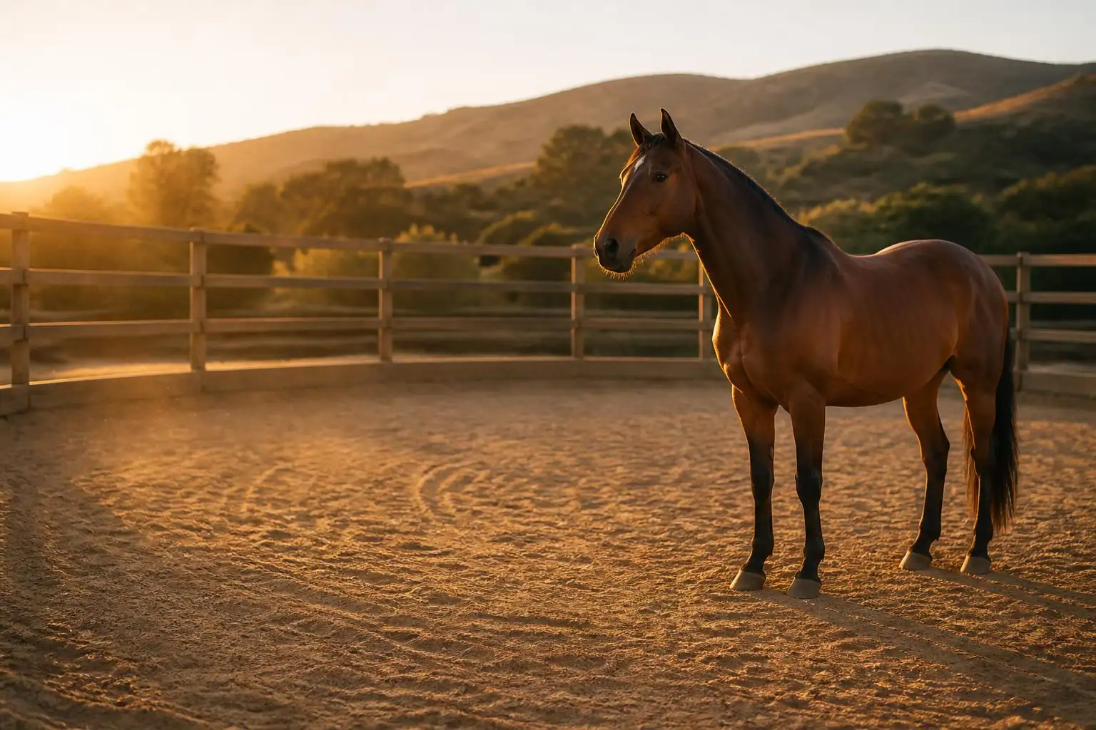 Monty Roberts in the round pen demonstrating his horse training technique