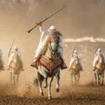 Tbourida au Salon du cheval d’El Jadida : quinze cavaliers au galop, un seul coup de feu