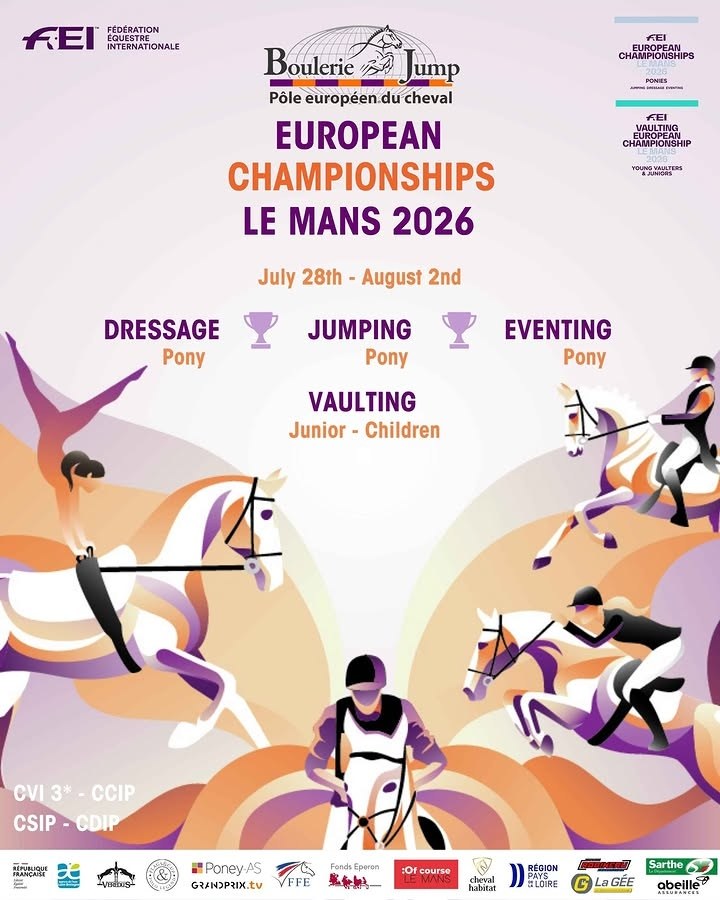 Affiche : Championnats d&rsquo;Europe poneys 2026 : Le Mans accueille l&rsquo;élite du 28 juillet au 2 août