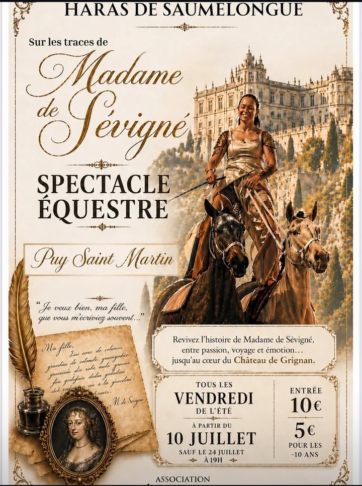 Affiche officielle : Sur les traces de Madame de Sévigné : le spectacle équestre du Haras de Saumelongue