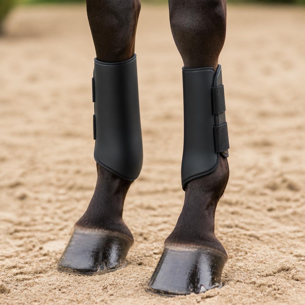 Guêtrès de protection sur les antérieurs d'un cheval