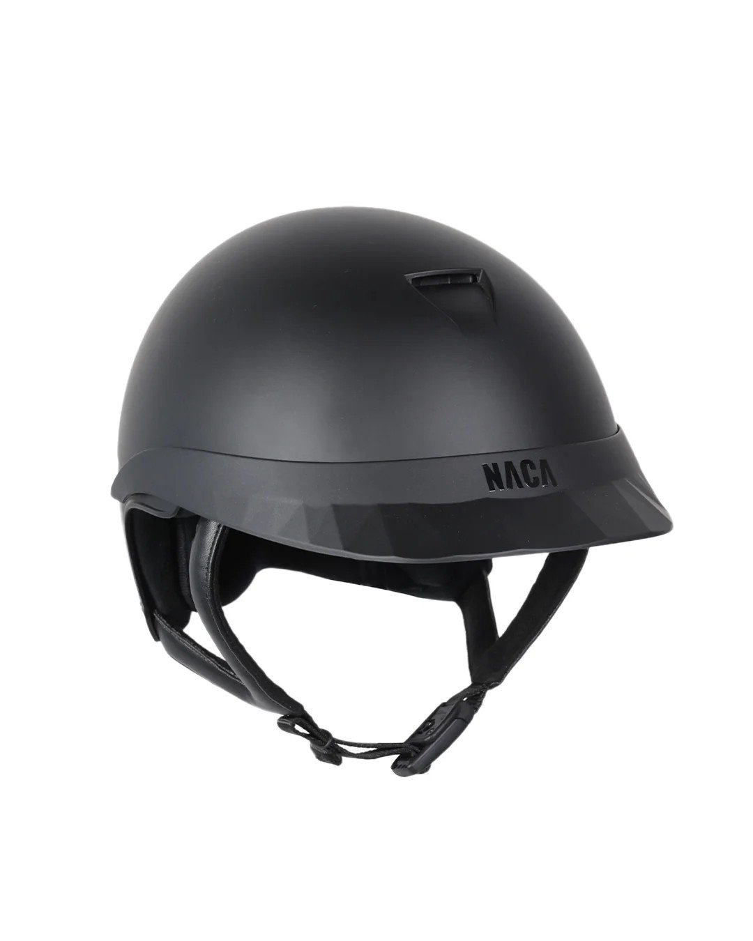 Packshot du casque NACA Comète S noir mat, petite visière mate, fond blanc