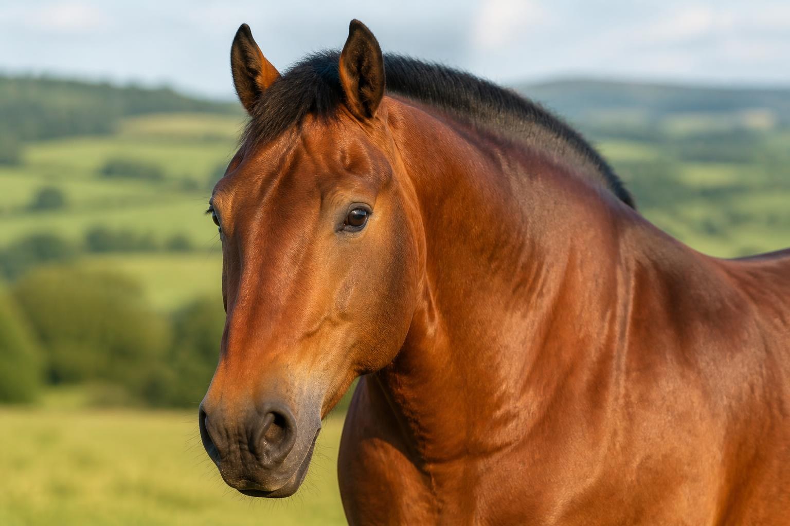 Cheval Auxois à la robe rouan vineux