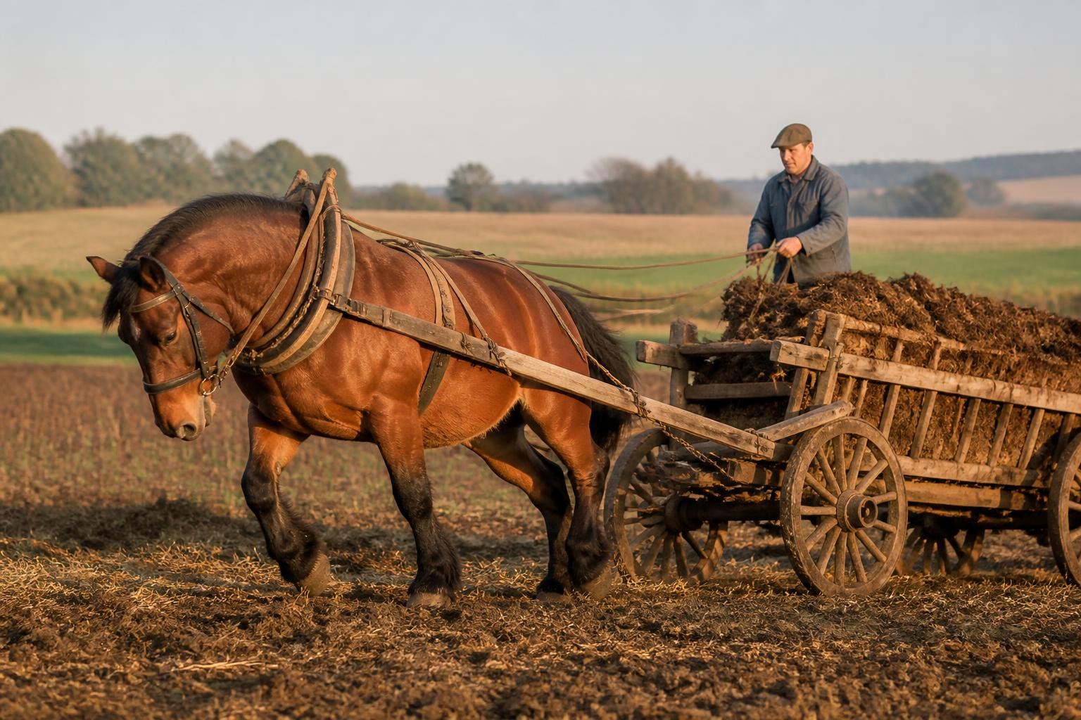 Cheval Auxois bai au travail